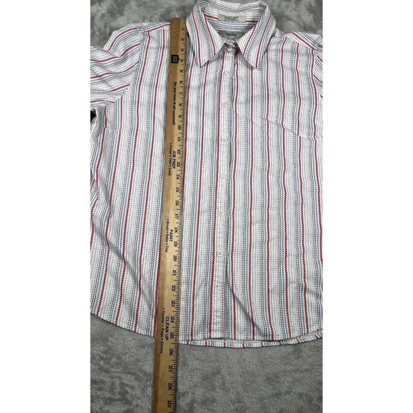 Faconnable Button Shirt Size L Red Blue White Stripe Womens $96 - Picture 8 of 16